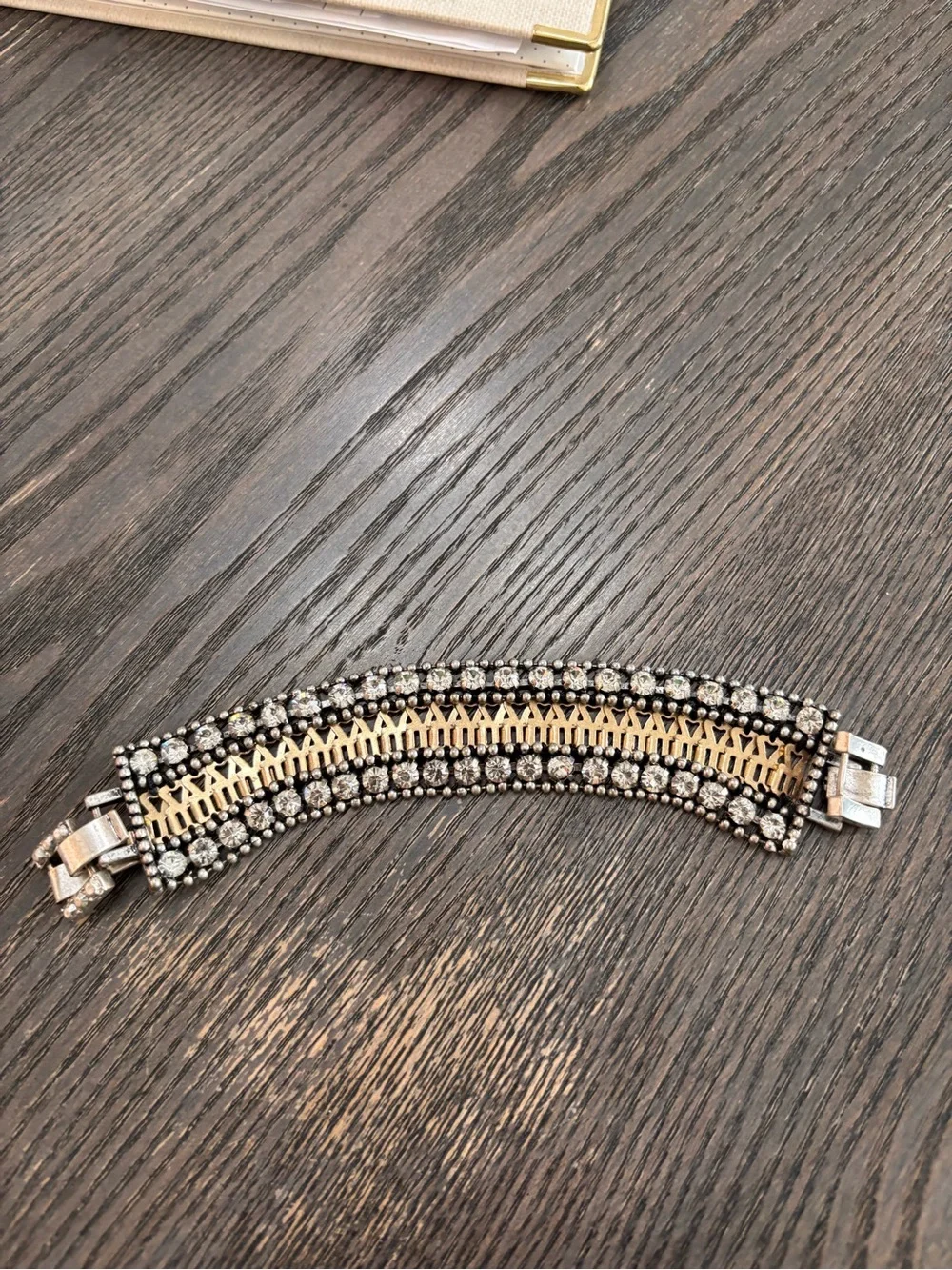 Stella & Dot Petra Crystal Statement Bracelet - Gold and Silver- retired